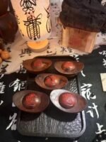 Lightning-struck wooden five-way god of wealth ornament